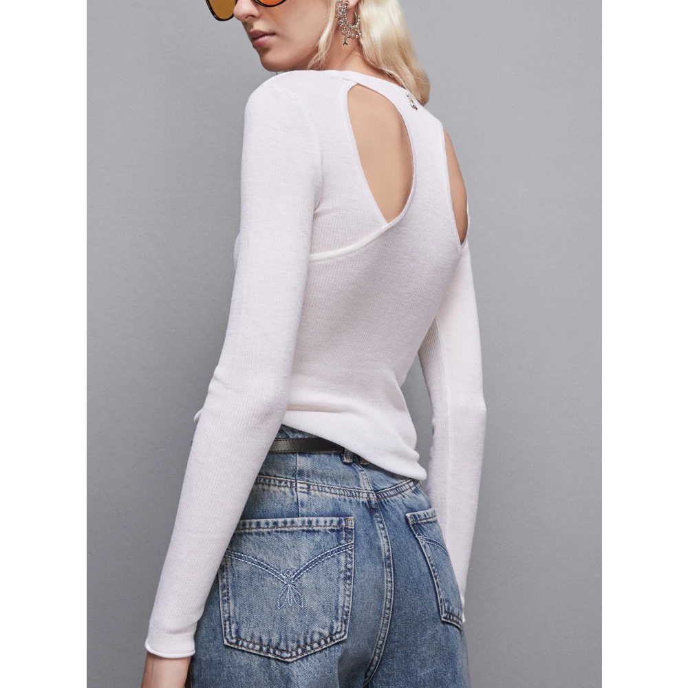PATRIZIA PEPE Witte Trui met Ronde Hals White Dames