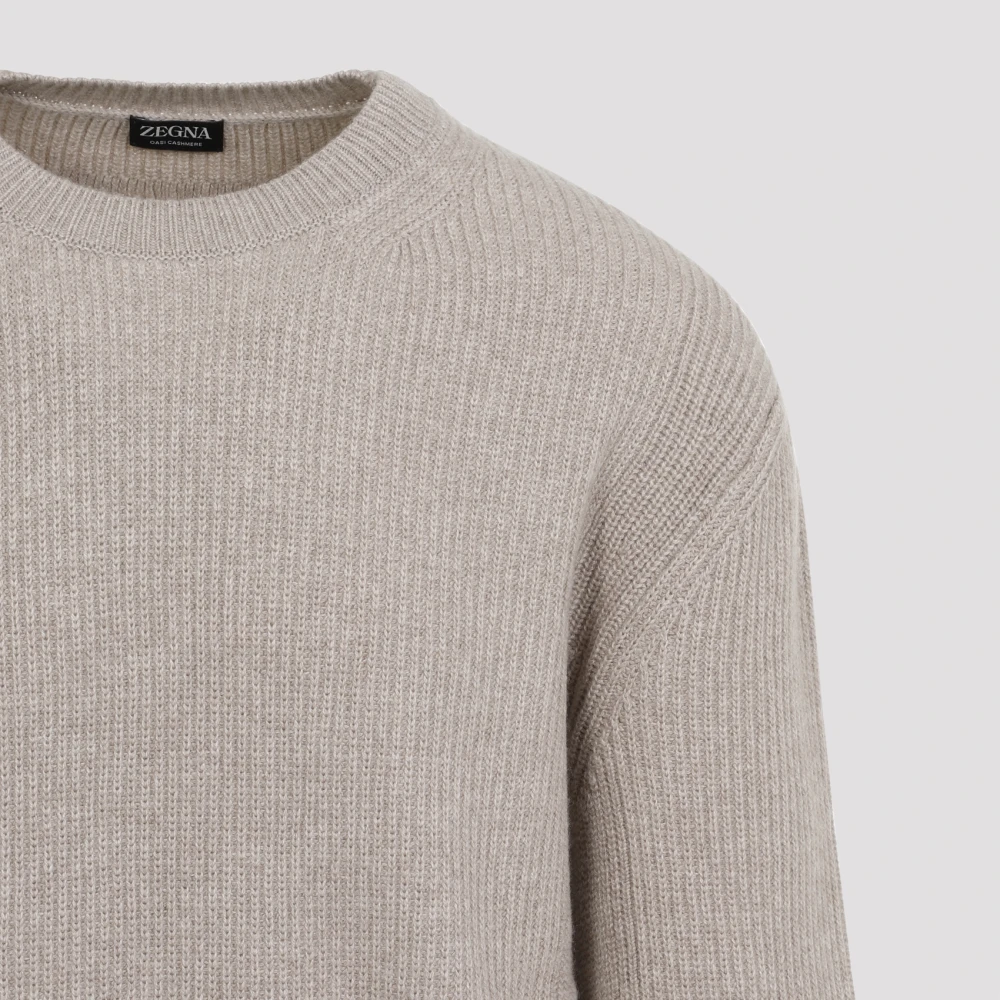 Ermenegildo Zegna Luxe Cashmere Gebreide Trui Sweater Beige Heren