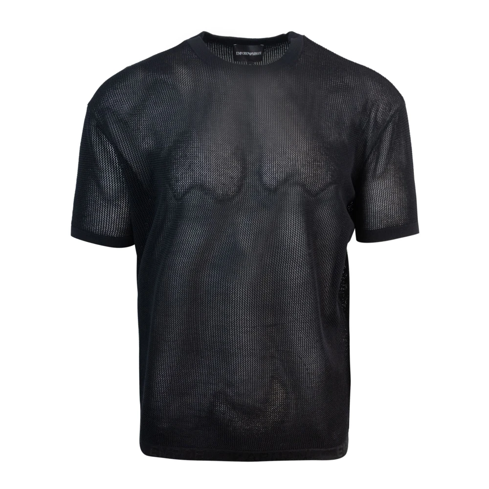 Emporio Armani Zwarte T-shirts en Polos Mesh Collectie Black Heren