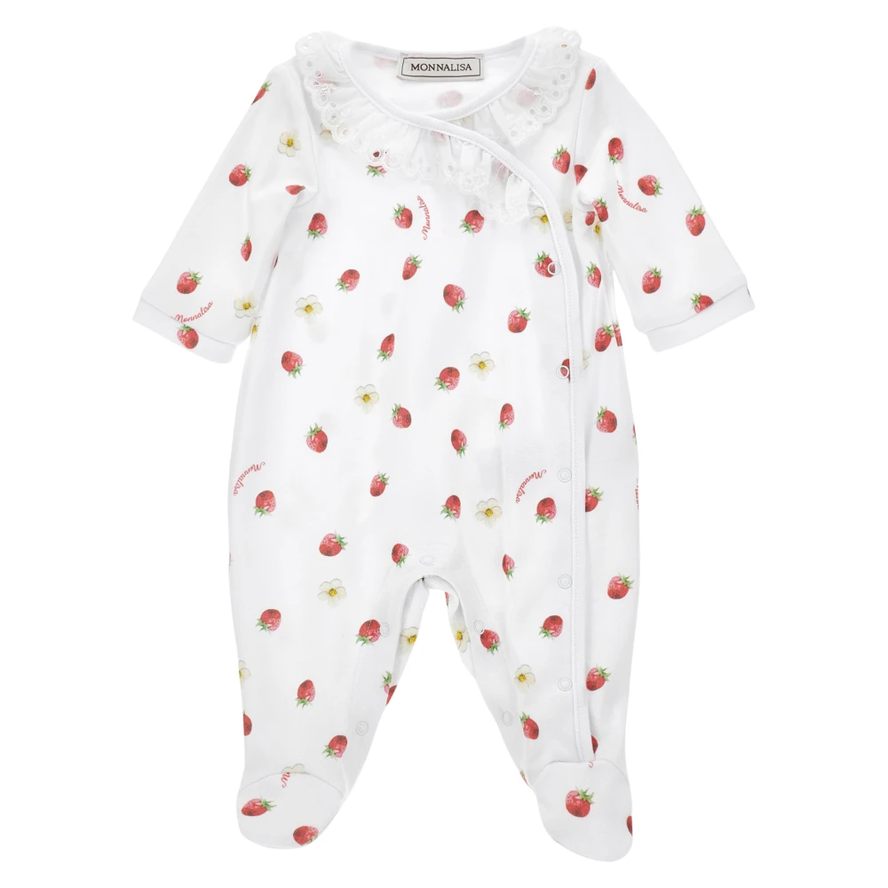 Monnalisa Girls White Strawberries Babygrow - Bodies & Sets - 3 M - Kids