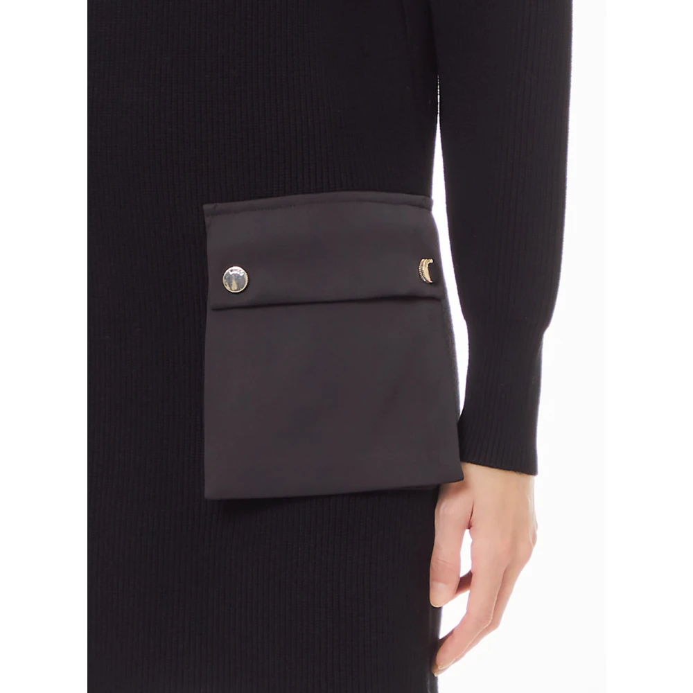 Liu Jo Zwarte Gebreide Mini Jurk Black Dames