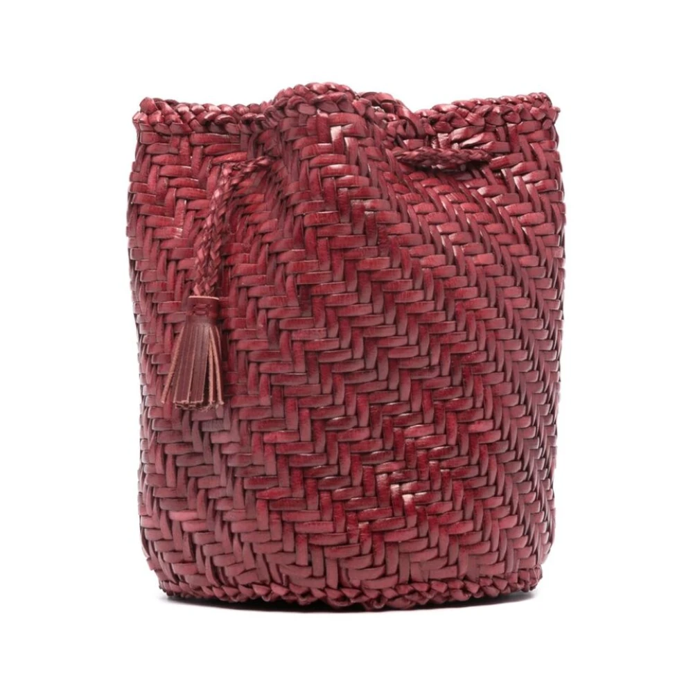 Dragon Diffusion Rode leren gevlochten charme schoudertas Red Dames