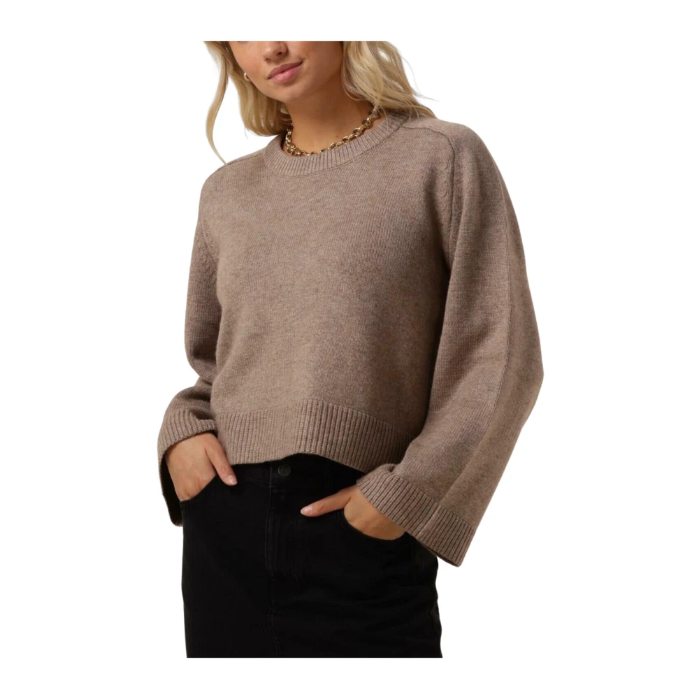 Co'Couture Beige Crop Gebreide Trui Beige Dames