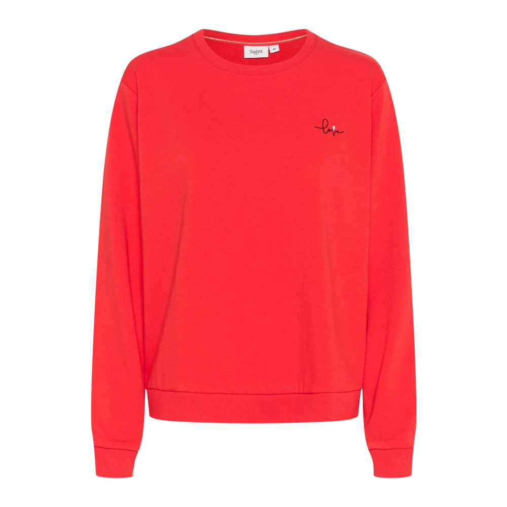 Saint Tropez Flame Scarlet Geborduurde Sweatshirt Red Dames