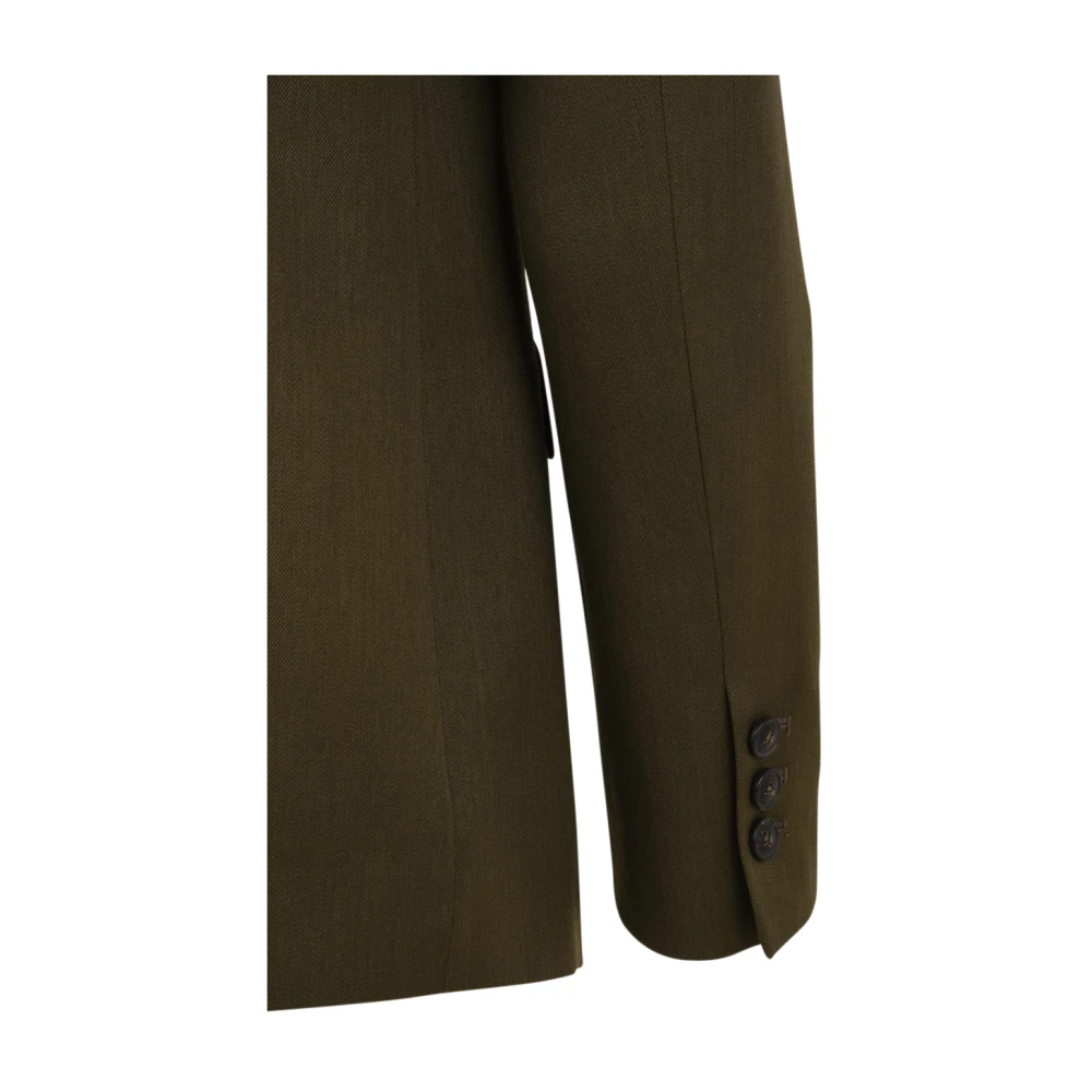 Douuod Woman Militaire Stijl Jas met Knoopsluiting Green Dames
