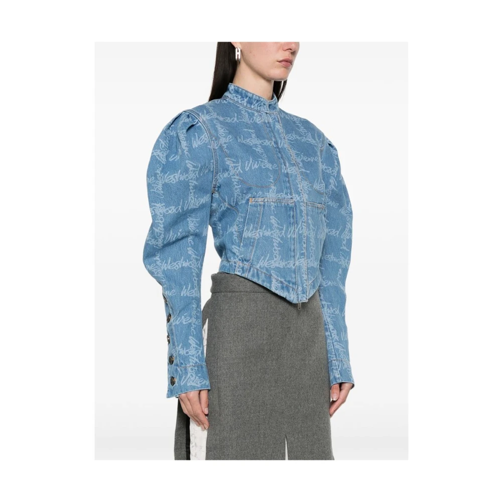 Vivienne Westwood Blauwe Logo Print Buitenkleding Jas Blue Dames