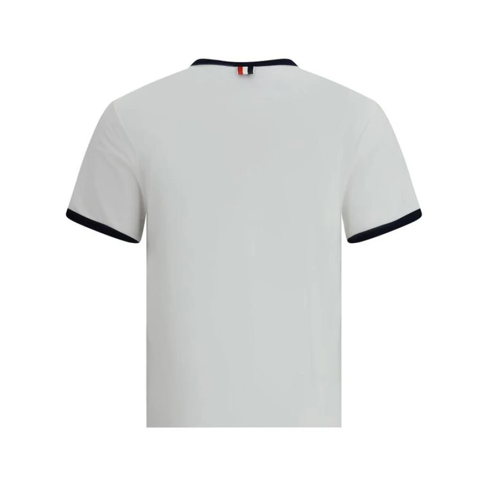 Thom Browne Contrast Ribgebreide Crew Neck T-Shirt White Dames