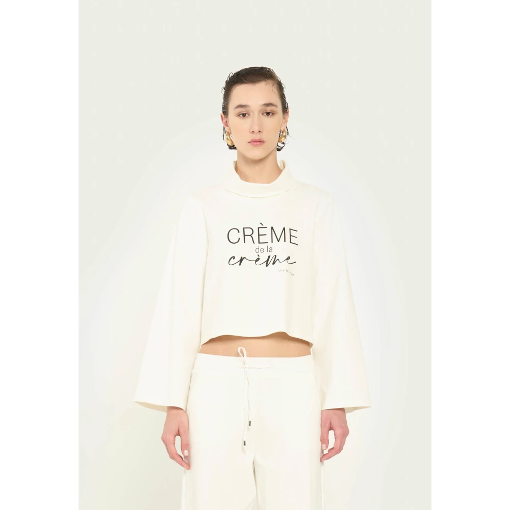 Vicario Cinque Logo Cropped Viscose T-shirt White Dames