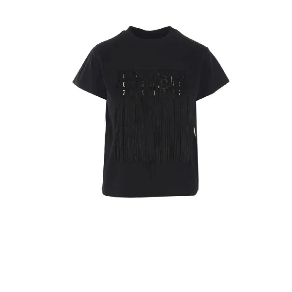 MM6 Maison Margiela Katoenen T-shirt met Franje Black Dames