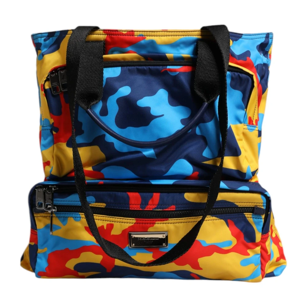 Dolce & Gabbana Women's Multicolor Shopping Bags, One Size, Camo Nylon Tote Bag