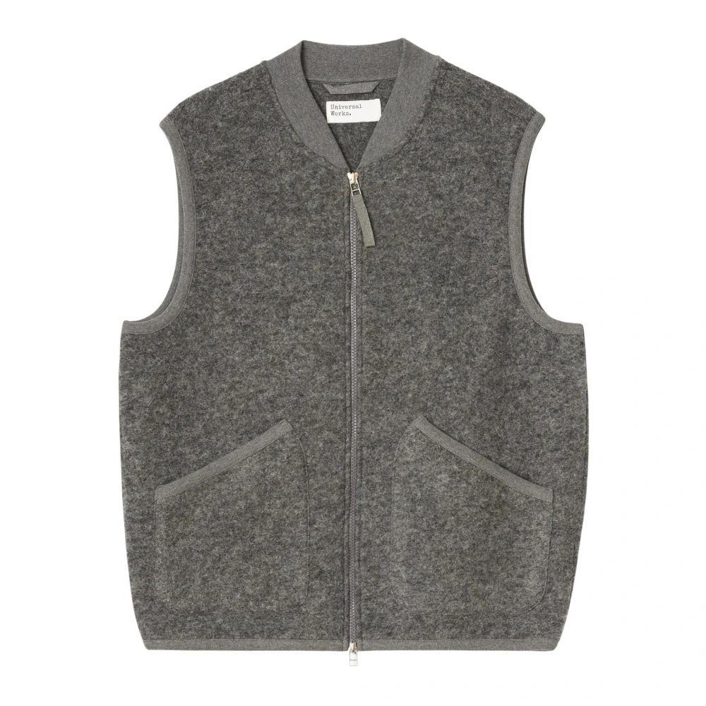 Universal Works Grey Marl Zip Waistcoat Wool Fleece - Xl - Image 2