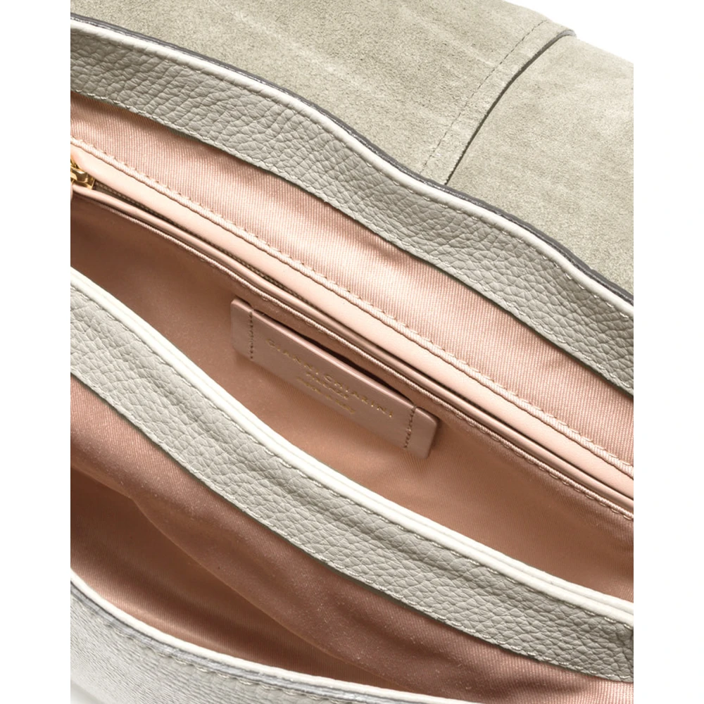 Gianni Chiarini Leren Schoudertas met Polyester Voering White Dames
