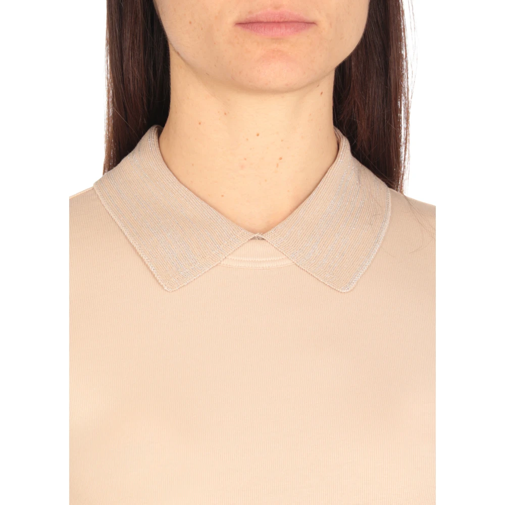 Fabiana Filippi Beige Katoenen T-shirt met Kraag Beige Dames