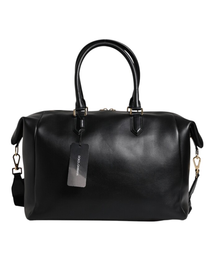 zwarte-leren-hand-schouder-duffel-tas
