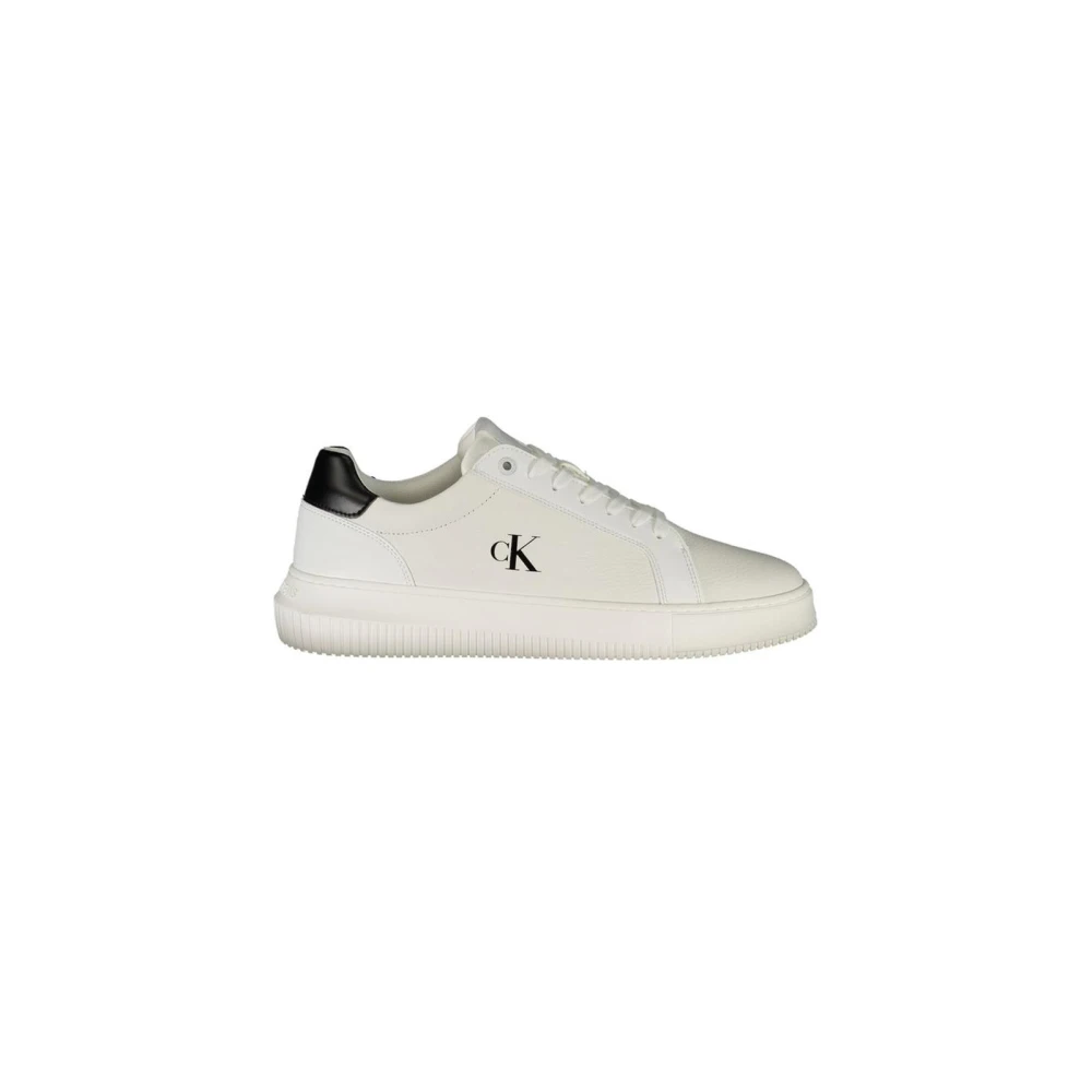 Calvin Klein Men's White Polyester Trainers With Cushioned Sole - Sneakers - 9 Uk- Shoes