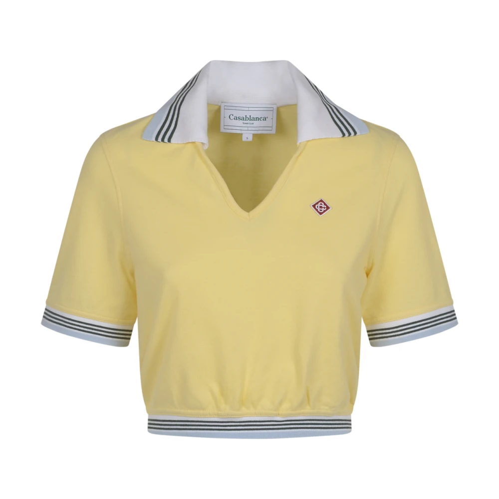 Casablanca Cropped Pique Polo T-shirts en Polos Yellow Dames