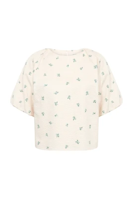 Grön buketttryck blus