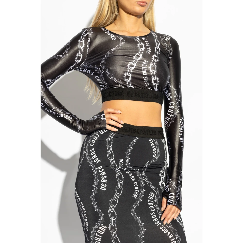 Versace Jeans Couture Top met Logo Black Dames