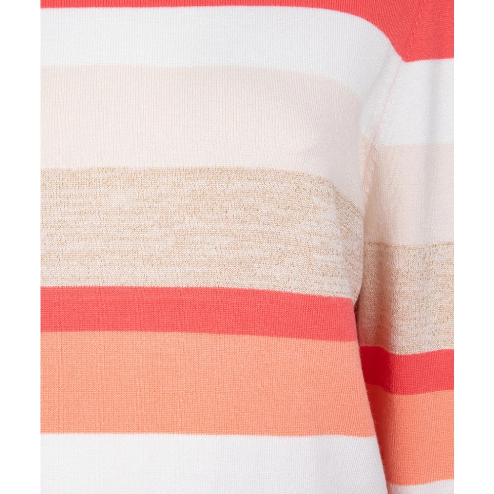 Esqualo Gestreepte Sweater Sp24.07024 417 Aardbei Multicolor Dames
