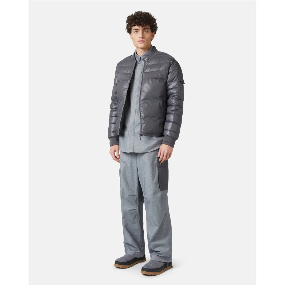 Iceberg Nylon jas met geribbelde boord Gray Heren