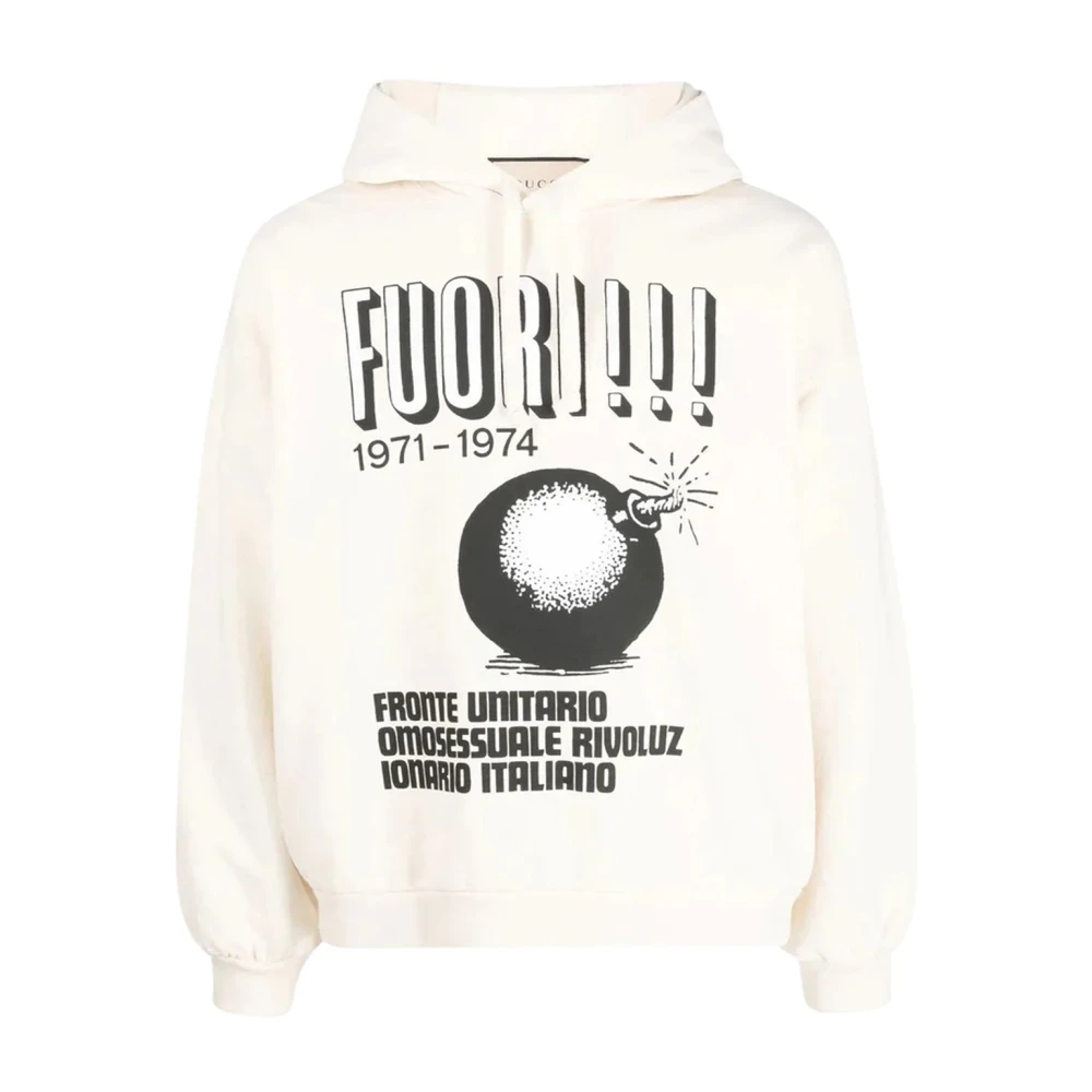 Gucci Bedrukte hoodie sweatshirt Beige Heren