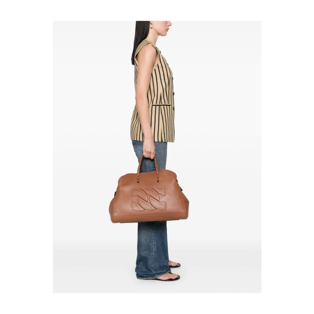 Casadei Bruin Leren Handtas Kreeftklauw Sluiting Brown Dames