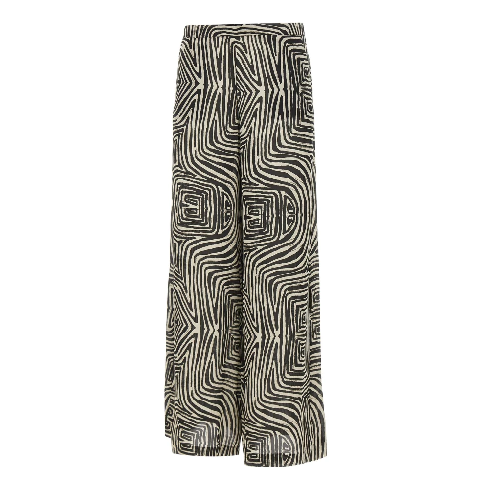 Elena Mirò Women's Multicolor Wide Trousers, M, Wide Trousers