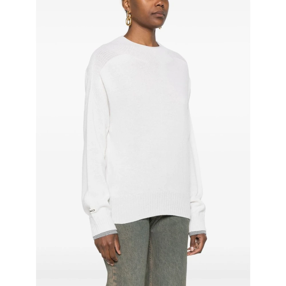 pinko Geribbelde Gebreide Trui met Logopatch White Dames