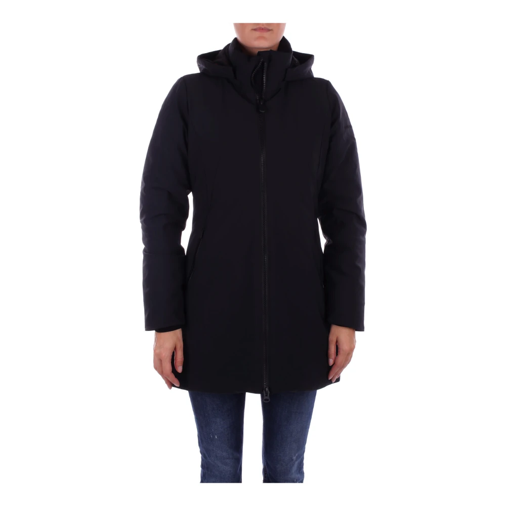 Save The Duck Zwarte Hoodie met Voorlogo Black Dames