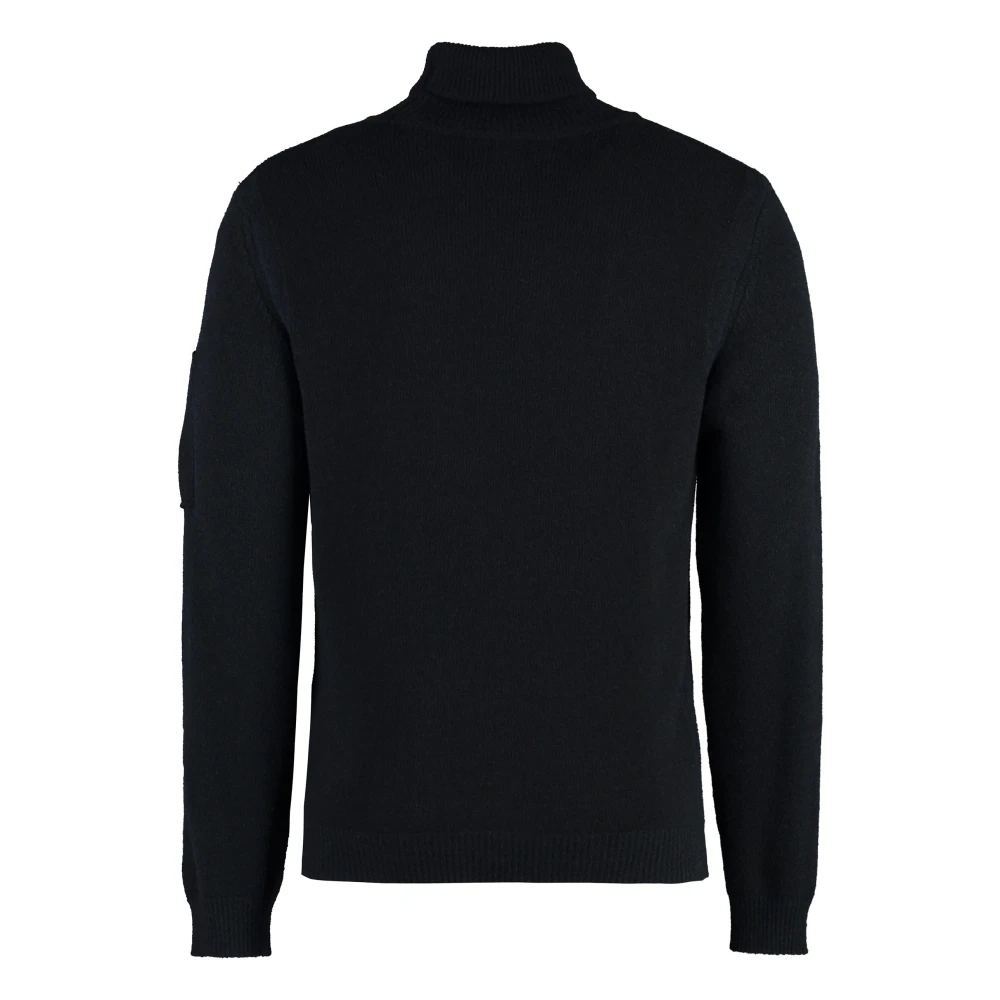 C.P. Company Geribbelde coltrui met lensdetail Black Heren