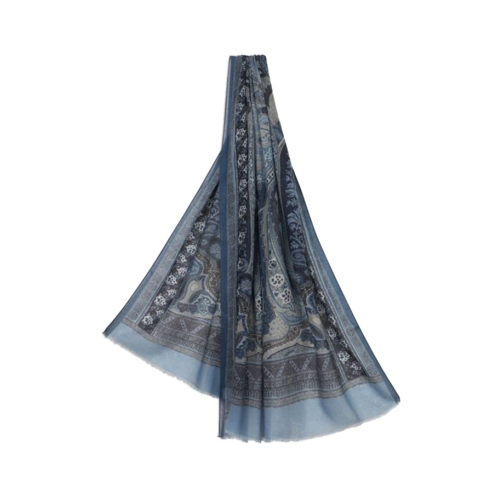 ETRO Gedrukte Marine Sjaal Amebas Stijl Multicolor Heren
