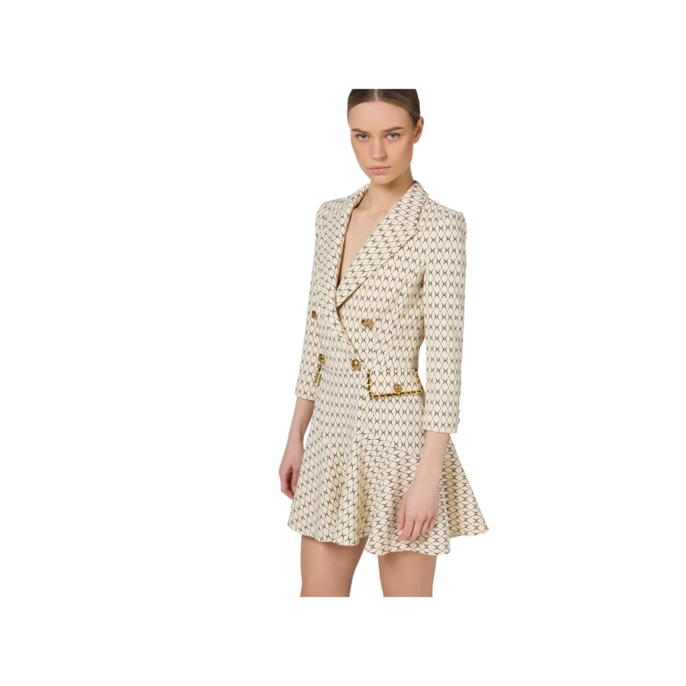 Elisabetta Franchi Stijlvolle Abto Jurk voor Vrouwen Beige Dames