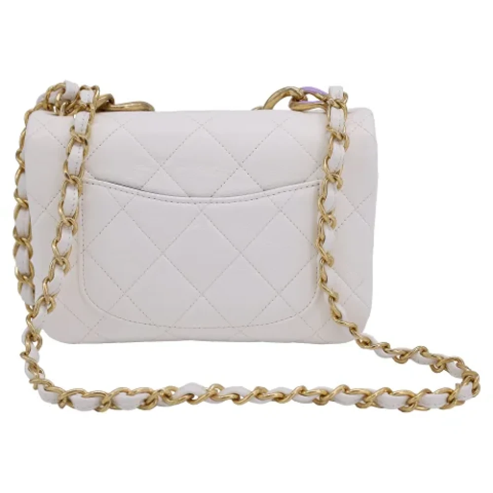 Chanel Vintage Pre-owned Leather crossbody-bags White Dames