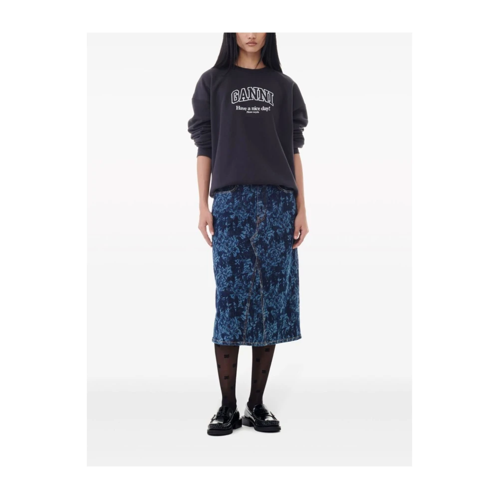 Ganni Elegante Midi Rok Blue Dames