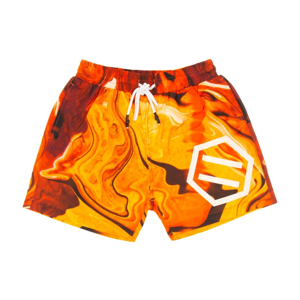 Dolly Noire Gradient Logo Zwemshorts Rood Oranje Multicolor Heren