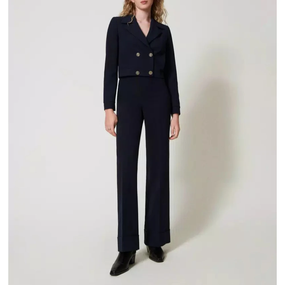 Twinset Cropped Cady Crepe Jas Blue Dames