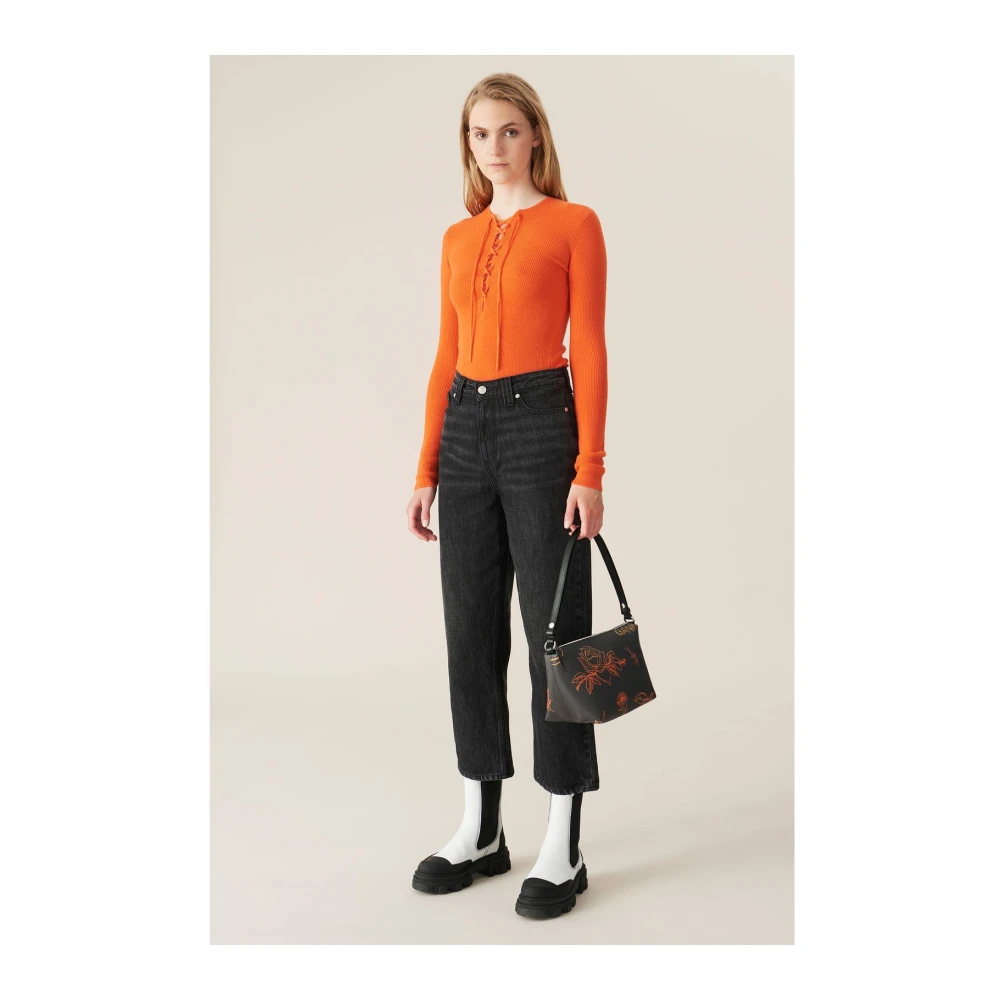 Ganni Oranje Merino Wol Blouse Orange Dames