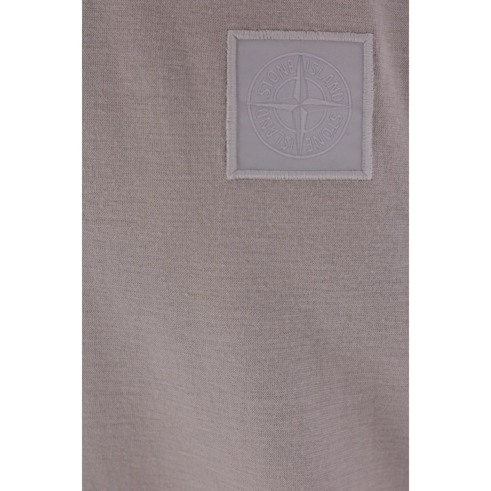 Stone Island Grijze Katoenen Jersey Logo Patch T-shirt Gray Heren