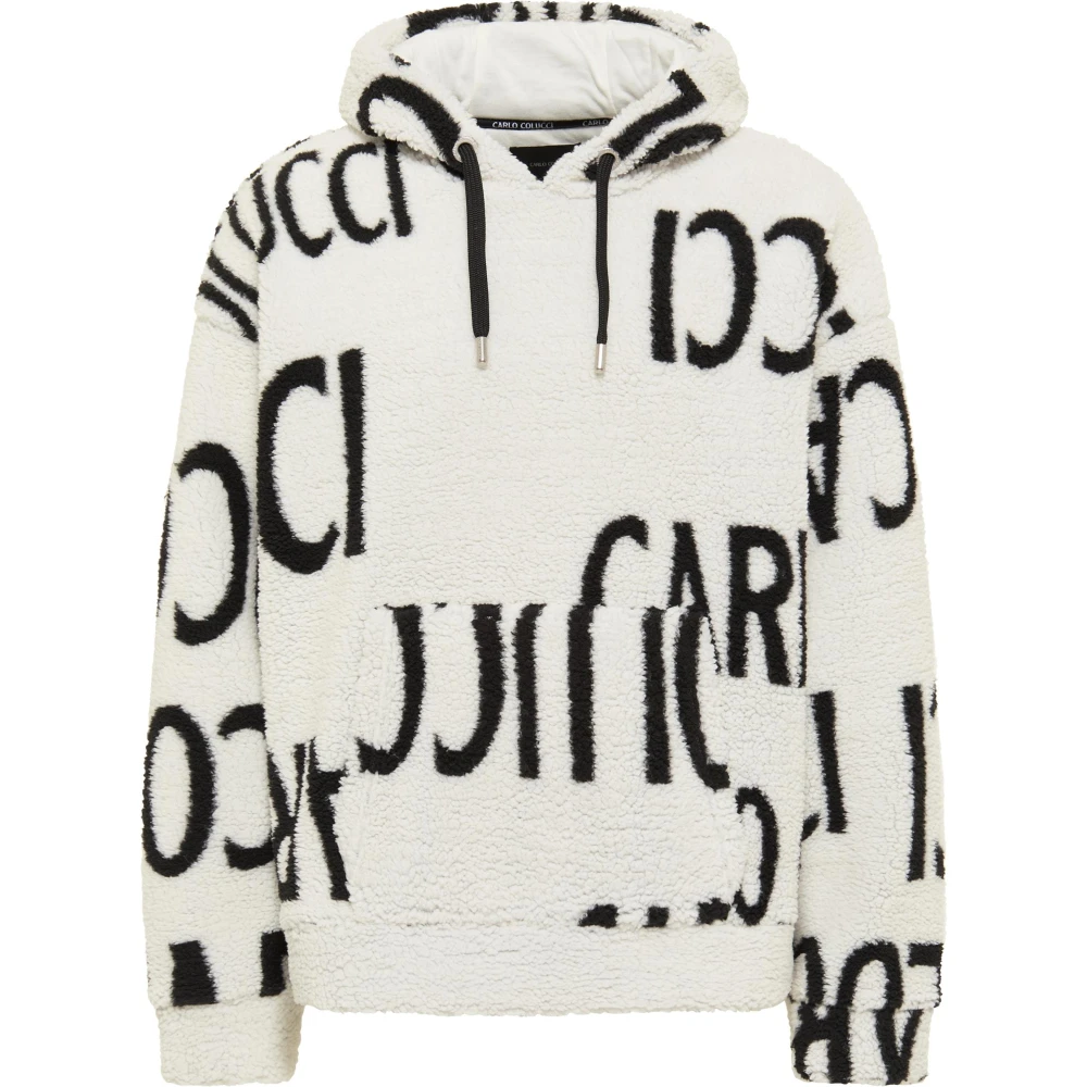 Carlo colucci Teddyfell Hoodie met Loose Fit White Heren