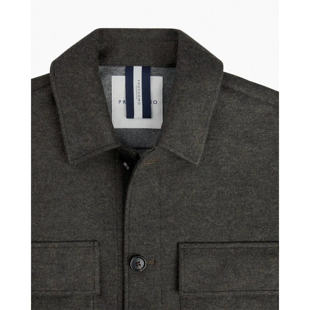 Profuomo Gebreid Bruin Overshirt Brown Heren
