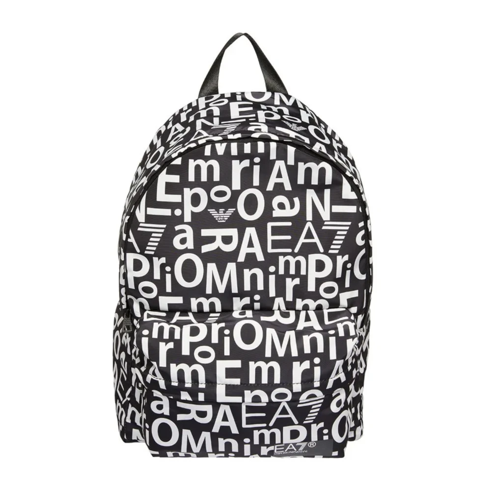 Emporio Armani EA7 Nylon Unisex Rugzak Zwart Wit Logo Black Unisex
