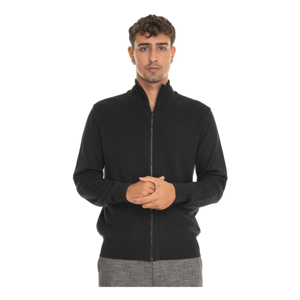 Boss Stijlvolle gebreide cardigan Black Heren
