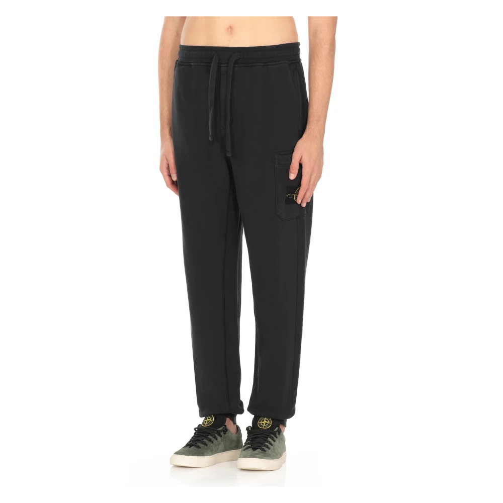 Stone Island Blauwe Katoenen Sweatpants met Zakken Blue Heren