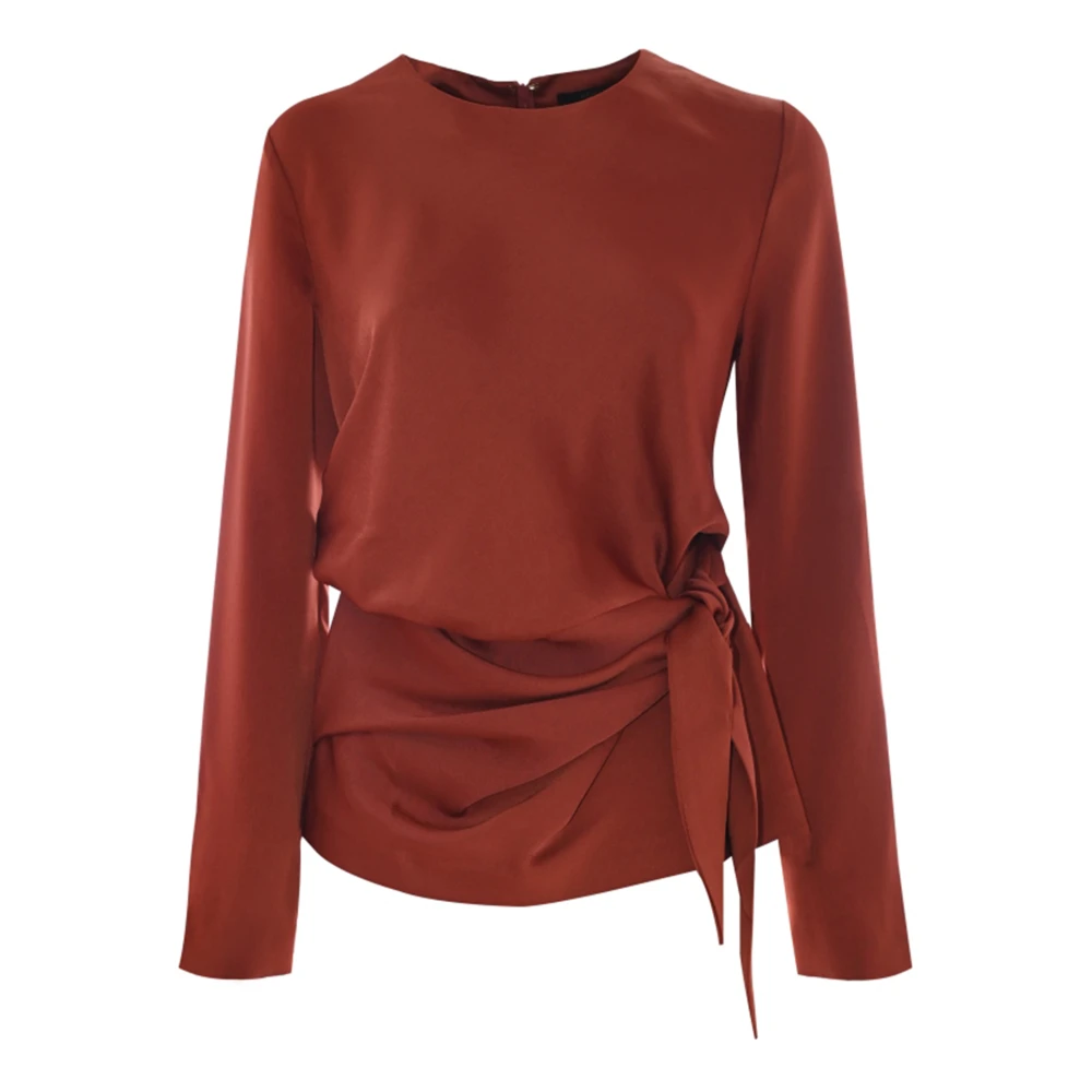 Kocca Elegant Draped Waist Blouse Brown Dames