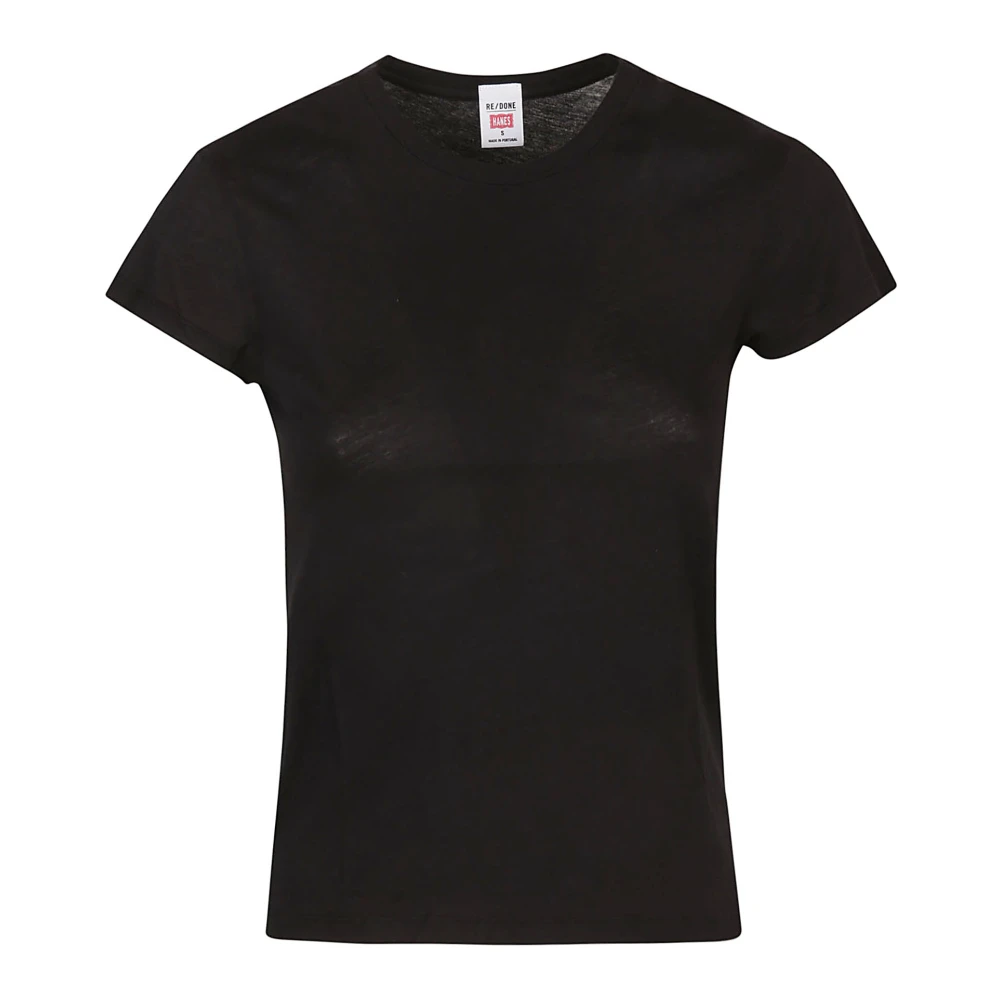 Re Done Zwart Slim Fit T-Shirt Black Dames
