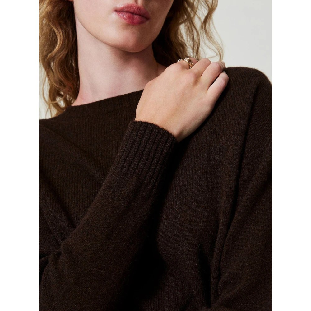 Twinset Zachte Eco-Cashmere Trui Koffie Chocolade Brown Dames