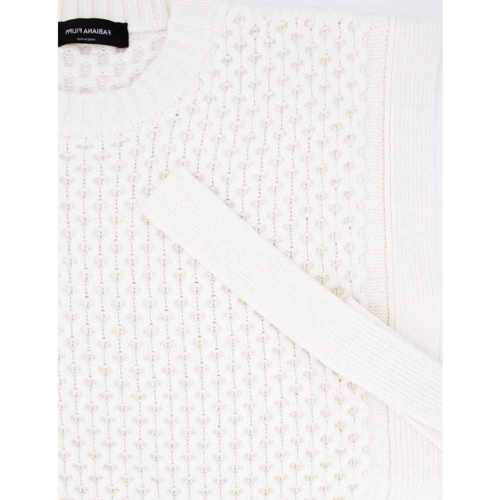 Fabiana Filippi Platinum Grid Stitch Waistcoat Beige Dames