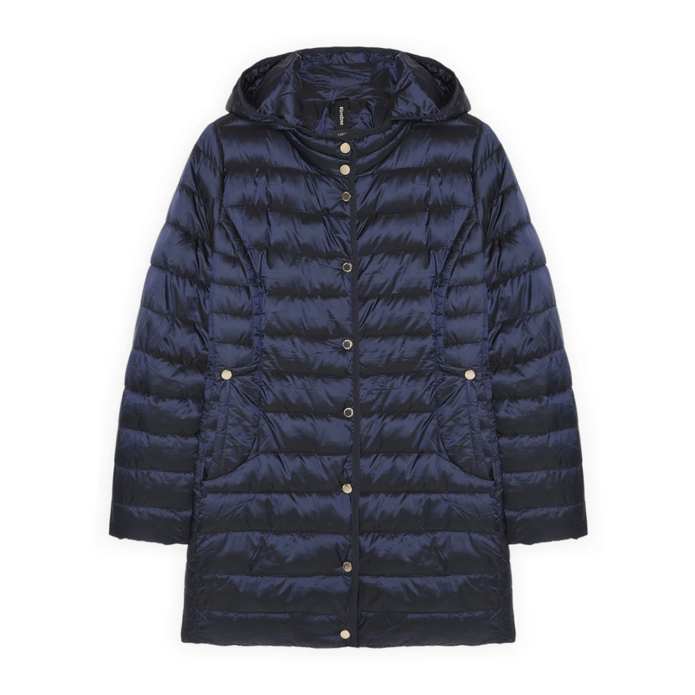 Fiorella Rubino Donna Blu - Piumino Trapuntato Con Cappuccio Rimovibile - Jackets - Xl