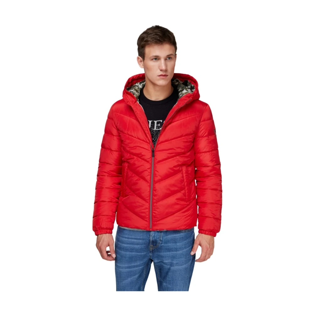 Guess Gewatteerde jas met capuchon Red Heren