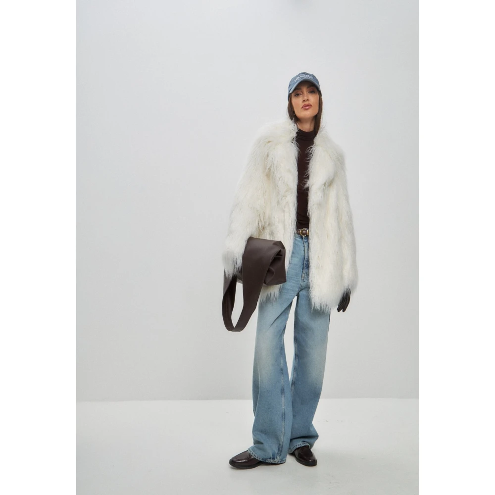 Cesare Gaspari Winter Warme Nep Bontjas Wit White Dames